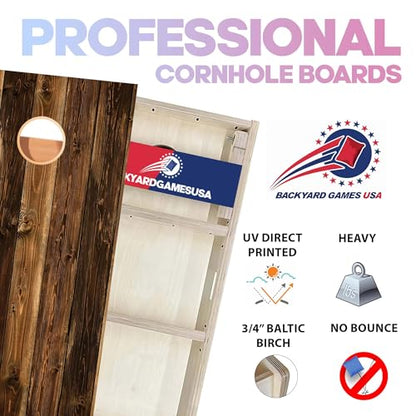 Wood Grain Series - Premium Cornhole Boards w Cupholders and a Handle - Includes 2 Regulation 4' x 2' Cornhole Boards w Premium Birch Plywood and 8 Cornhole Bags - style: 1158