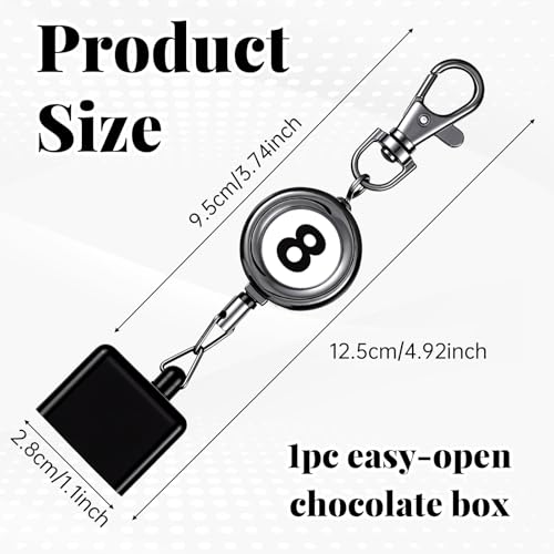 Pool Chalk Holder, Billiard Chalk Holder with Retractable Key Ring, Pool Cue Chalks Holders, Billiards Accessories for Billiard Lovers, Number 8