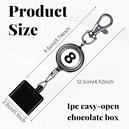 Pool Chalk Holder, Billiard Chalk Holder with Retractable Key Ring, Pool Cue Chalks Holders, Billiards Accessories for Billiard Lovers, Number 8