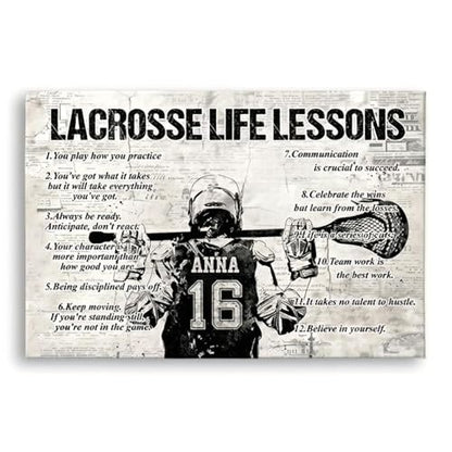 Personalized Lacrosse Life Lessons Canvas, Custom Lacrosse Poster Print, Motivational Lacrosse Gift For Boys, Men, Lacrosse Players - color: Design 11