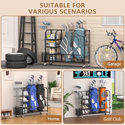 Golf Bag Storage, Big Capacity Golf Bag Organizer for Golf Bag and Equipment Accessories, Golf Organizer for Garage, Home or Club,Extra Storag