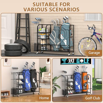 Golf Bag Storage, Big Capacity Golf Bag Organizer for Golf Bag and Equipment Accessories, Golf Organizer for Garage, Home or Club,Extra Storag