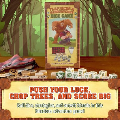 Prolific Games Flapjacks & Sasquatches Lumberjack Dice Game – Quick-Playing in a Zippered Travel Pouch – Great for Camping & Car Trips – Adults, Teens, and Kids – 2 to 6 Players – Ages 8+