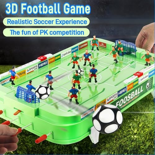 Foosball Game Table - Mini Table Finger Soccer Game for 2+ Players, 21x11 Inches, Interactive Indoor Outdoor Desktop Foosball, Ideal for Family Gatherings, Parties & Football Match Celebrations