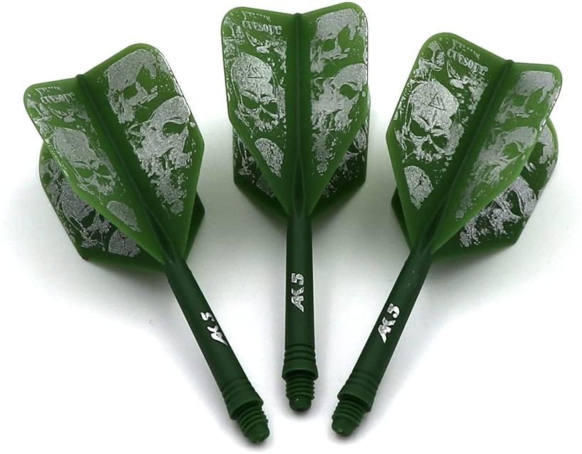 CUESOUL ROST Integrated Dart Flight and Shafts Meduim/Small/Large - color: Green Skull, size: Size S-21mm