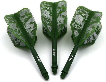 CUESOUL ROST Integrated Dart Flight and Shafts Meduim/Small/Large - color: Green Skull, size: Size S-21mm