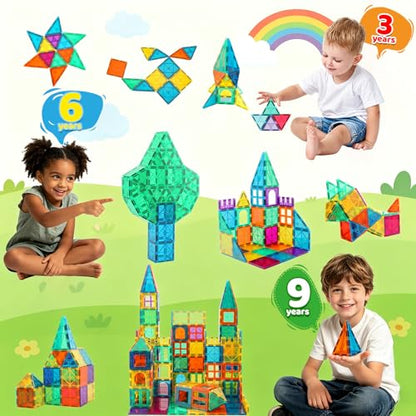 Bmag Magnetic Tiles, 67 PCS with 1 Car Building Blocks for Toddlers, 3D Magnet, STEM Educational Learning Building Blocks for Kids Children, Stacking Montessori Toys Gifts for Boys Girls - size: 67