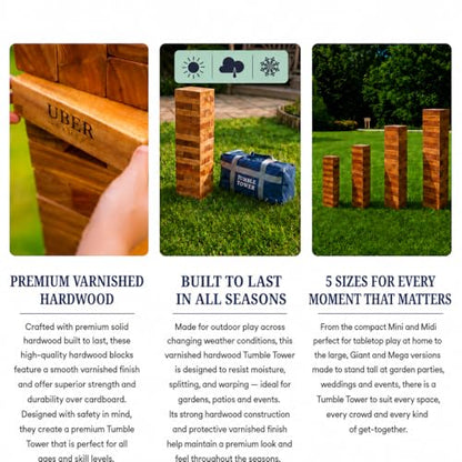 Uber Games Large Tumble Tower in Storage Bag - Varnished Hardwood - size: youth large / 11-13