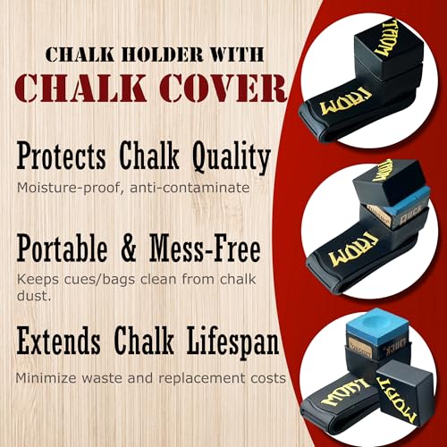 Billiards Magnetic Chalk Holder Belt Clip with 2 (Round&Square) Chalks holder, Magnetic Pool cue stick Chalk Holder Pro - 3X Stronger Grip, Dustproof & Water-Resistant (Includes 2 Silicone Boxes) - color: S1