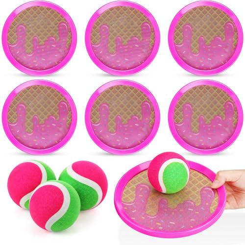 Arrowbash Toss and Catch Ball Game for Kids, 6 Paddles and 4 Sticky Balls, Toddler Baseball Glove & Catch Ball Toys Beach Outdoor Toys Birthday Gift Set for Ages 5 6 7 8-12 (6 Pcs,Ice Cream) - style: Ice Cream
