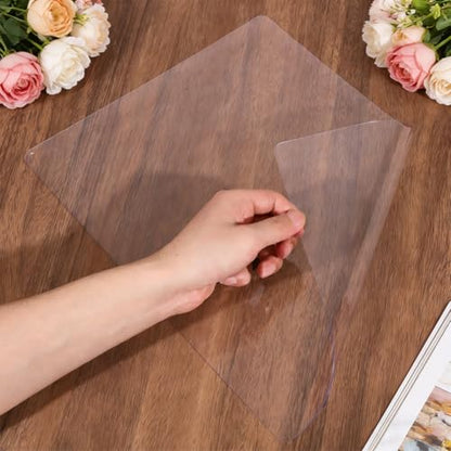 AHANDMAKER 11.9"x 15.7" Table Protector Clear Plastic Desk Pad Mat Under Desk Casters Mats Clear Waterproof Dining Table Cover for Small Spaces Hardwood Floor Kitchen Carpet