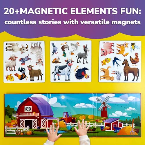 QUOKKA Travel Magnetic Puzzles for Toddlers 1-3 – 20+Pcs Farm Toy Game with Extra-Long Play Book – Fun Travel Game for Kids Ages 3-5 – Strong Magnets for Car Activities – Fun Toddler Puzzle Ages 2-4 - color: 01. Pink