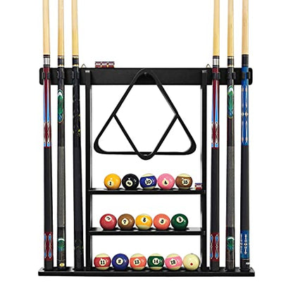 Billiards Essentials Bundle - Cue Stick Holder Wall Mounted and Pool Ball Rack Set
