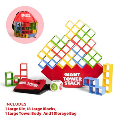 Giant Tower Stack by Relatable - Nappa Award 2026 Winner, The Jumbo Block Game Where You Balance Building Blocks - Ultimate Outdoor Games, Yard Games for Adults & Family Games Challenge, Ages 8+ - style: Giant Tower Stack