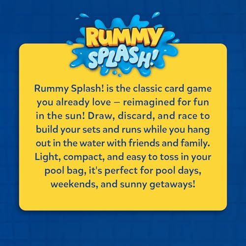 Gouda Games Pool Rummy Splash – Floating Pool Game Table (28” x 28”), Waterproof Cards, Inflatable Pool Toy for Kids & Adults, Family Pool Party Game for Ages 8, 9, 10, 11 and Up, 2-4 Players
