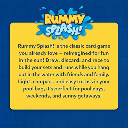 Gouda Games Pool Rummy Splash – Floating Pool Game Table (28” x 28”), Waterproof Cards, Inflatable Pool Toy for Kids & Adults, Family Pool Party Game for Ages 8, 9, 10, 11 and Up, 2-4 Players