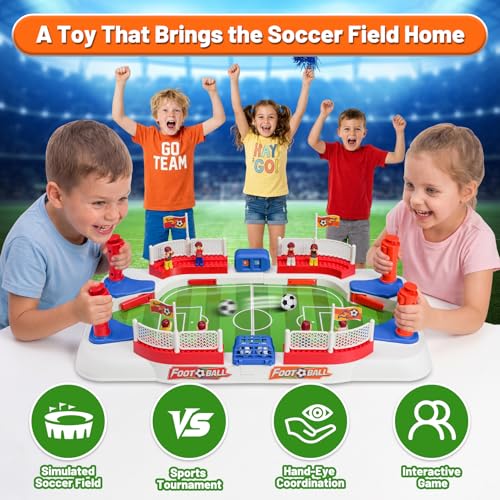 Mini Foosball Table Game for Kids, Portable Soccer Board Game with Scoreboard, Tabletop Indoor Football Sports Toy for 3 4 5 6 7 8-12 Year Old Boys Girls, Family Party Christmas Birthday Gift