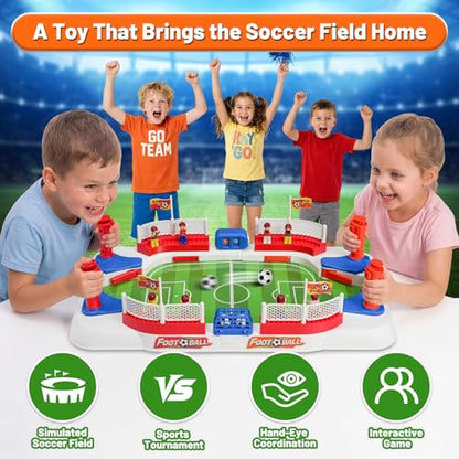 Mini Foosball Table Game for Kids, Portable Soccer Board Game with Scoreboard, Tabletop Indoor Football Sports Toy for 3 4 5 6 7 8-12 Year Old Boys Girls, Family Party Christmas Birthday Gift