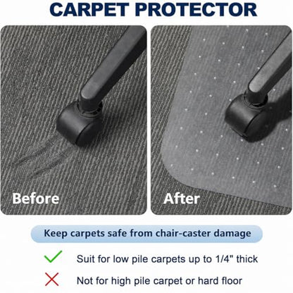 Chair Mat for Carpet- Low Pile (1/4" Thick) Carpet Protector for Office Gaming Computer Desk Chair. Heavy Duty Desk Chair Mat for Carpeted Floors, Semi Transparent (with Lip)
