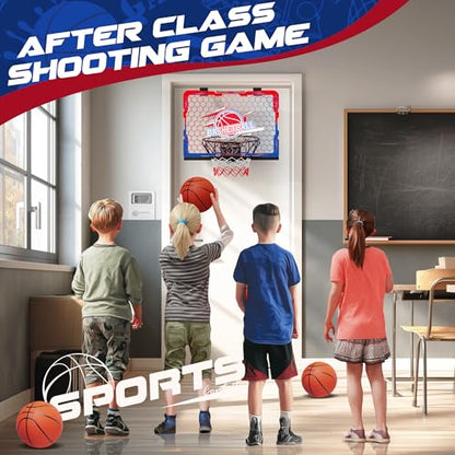 Mini Indoor Basketball Hoop,Over The Door Bedroom Office for 3-12 Year Old Kids Boys Birthday Christmas