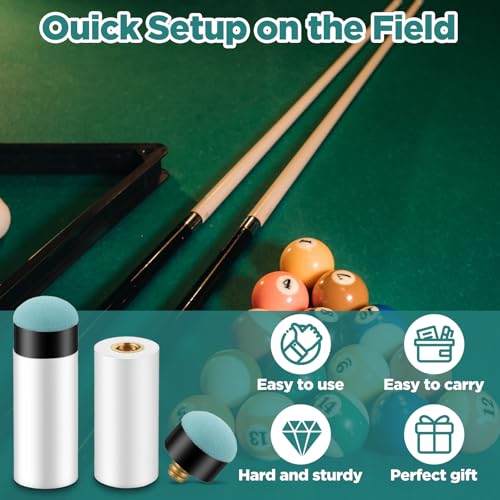 10 Sets Pool Cue Tips Replacement Kit, 12mm & 13mm Screw On Pool Stick Tips with White Ferrules, No Glue or Clamp Needed for Snooker & Billiards (Blue)