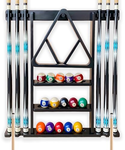 Pool Cue Stick Holder Wall Mount, Pool Cue Holder, Billiard Cue Rack For Pool Table Accessories. Pool Table Stick Holder Wall Mount Made Of 100% Solid Wood (Ebony Black) - color: Ebony Black