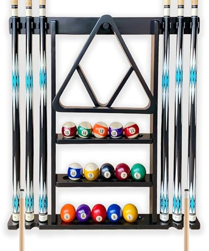 Pool Cue Stick Holder Wall Mount, Pool Cue Holder, Billiard Cue Rack For Pool Table Accessories. Pool Table Stick Holder Wall Mount Made Of 100% Solid Wood (Ebony Black) - color: Ebony Black