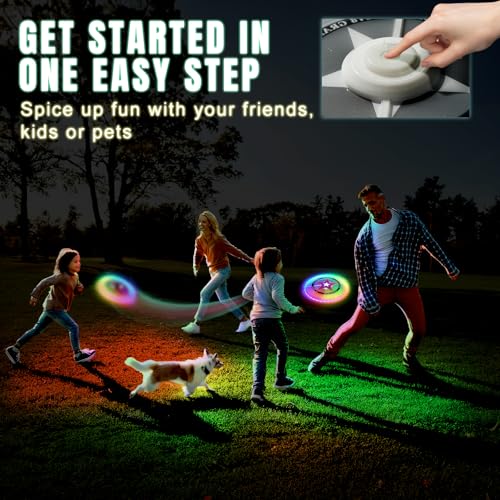 LED Flying Disc with Millions of Colors, Rechargeable & Water-resistant, 42 LEDs, 7+5 Light Modes, 175g Light Up Disc, Outdoor Toys for Kids Ages 4-8, Camping Equipment for Boys 8-12 Teens Men