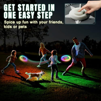 LED Flying Disc with Millions of Colors, Rechargeable & Water-resistant, 42 LEDs, 7+5 Light Modes, 175g Light Up Disc, Outdoor Toys for Kids Ages 4-8, Camping Equipment for Boys 8-12 Teens Men