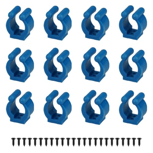12 PCS Fishing Rod Clips, Wall Mount Fishing Pole Holder Clips for 0.66" to 0.95" Poles, Pool Cue Holder Storage Rack Replacement (Blue) - color: Blue