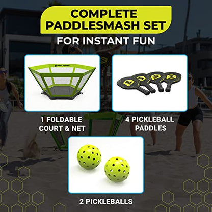 PaddleSmash - Pickleball Yard Game As Seen on Shark Tank - Beach, Backyard, Tailgate & Lawn, Outdoor Activities for Adults and Family - Easy Assembly - style: With Paddles