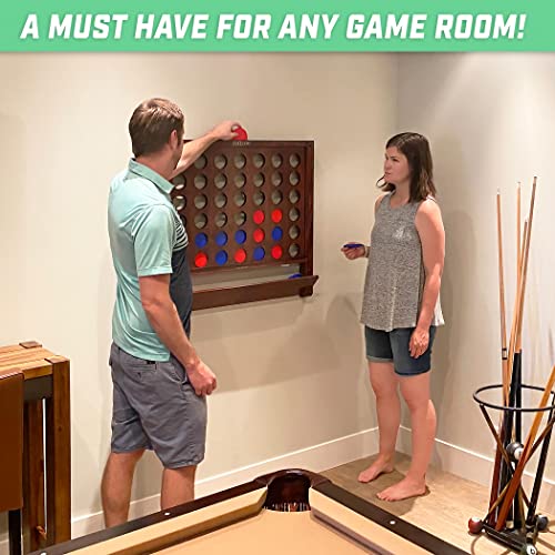 GoSports Wall Mounted Giant 4 in a Row Game - Jumbo 4 Connect Family Fun with Coins - color: Brown