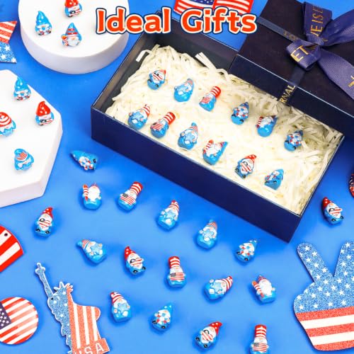60 Pcs Patriotic Mini Resin Gnomes 6 Style 4th of July Tiny Gnomes Figures to Hide Independence Day Miniature Decor for DIY Craft Projects Party Favors and Desk Decor - style: 60Pcs-Patriotic Gnomes