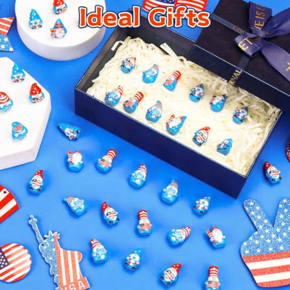 60 Pcs Patriotic Mini Resin Gnomes 6 Style 4th of July Tiny Gnomes Figures to Hide Independence Day Miniature Decor for DIY Craft Projects Party Favors and Desk Decor - style: 60Pcs-Patriotic Gnomes