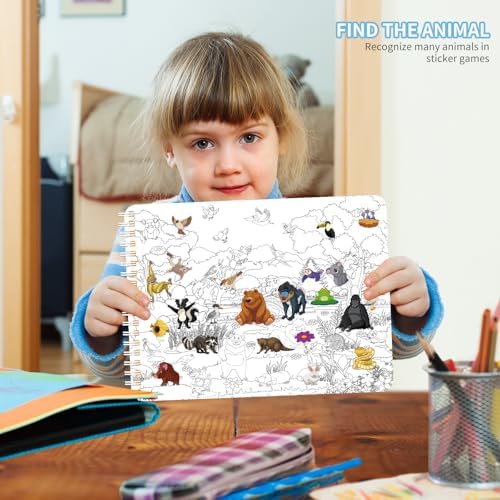 Kalysky Find the Animal Sticker Book for Kids Ages 4-8 | 400+ Stickers | Travel Activity for Plane, Car & Road Trip - color: Animal