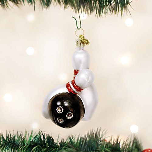 Old World Christmas Bowling Ball & Pins Glass Blown Ornament for Christmas Tree, Handcrafted Holiday Decoration, Sports Collection