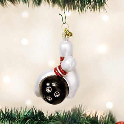 Old World Christmas Bowling Ball & Pins Glass Blown Ornament for Christmas Tree, Handcrafted Holiday Decoration, Sports Collection