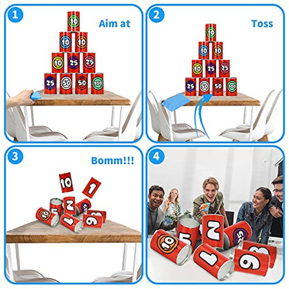 JOYIN 13 Pcs Carnival Party Bean Bag Toss Game, Sturdy Knockdown Can, Birthday Easter Party, Family, Best Outdoor and Indoor Games, Easter Egg Hunt for Classroom Gifts (Number Style) - style: Number