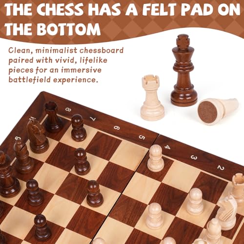 Magnetic Travel Chess Set with Wooden Folding Board – 12 Inch Portable Magnetic Chess Board Game with Handcrafted Wooden Pieces, 2 Extra Queens, Strategy Chess Set for Adults Kids Beginners