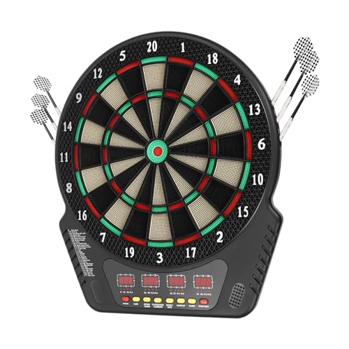 Electronic Dart Board w/6 Darts, Soft Tip Dartboard Set 27 Games, Digital Electric Dart Boards with Colorful LED