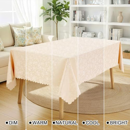 Smiry Square Table Cloth, Waterproof Heavy Duty Vinyl Tablecloths, Wipeable Washable Table Cover for Kitchen and Dining Room (Beige, 60" X 60") - color: Beige, size: 60" x 60" (Square)
