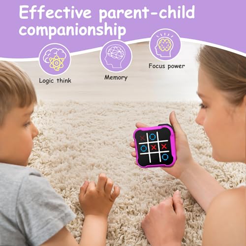 Tic Tac Toe, 4 in 1 Handheld Educational Game Machine, Electronic Tic Tac Toe Game for Education and Memory Growth, Home, Toy Board Game for Kids and Adults (Purple) - color: Purple