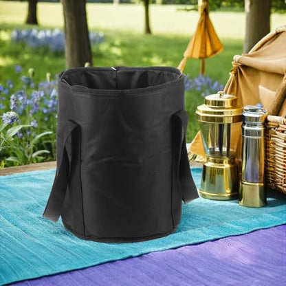 Baluue Waterproof Hockey Puck Bag with Zippered Lid and Hand Strap, Black 25cm Diameter X 28cm Height, Ice Hockey Accessories Organizer for Training, Games, and Travel