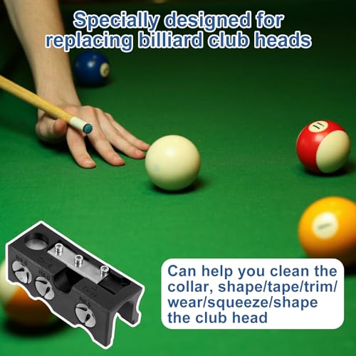 Pool Cue Tip Shaper, 11 in 1 Pool Cue Tips Replacement Kit, Aluminum Alloy Billiards Stick Tip Repair Tool Pool Cue Accessories w Wrench & Blade for Replacement and Shaping Cue Tips Stick