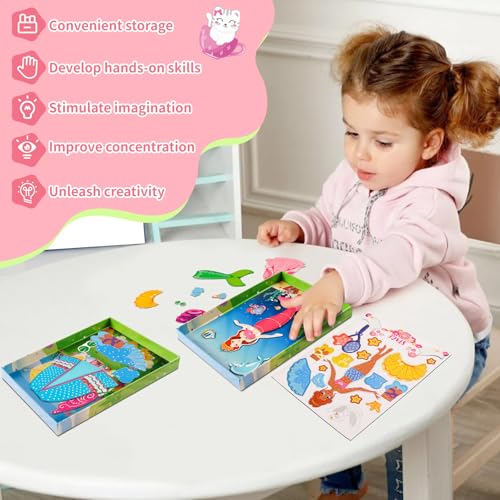 Magnetic Dress Up Dolls for Girls,Princess Mermaid Fairy Ballerina Magnet Dolls Dress Up Kits,Car Road Trip Airplane Activity Travel Games Toys Birthday Gift for Girls Ages 3 4 5 6 7