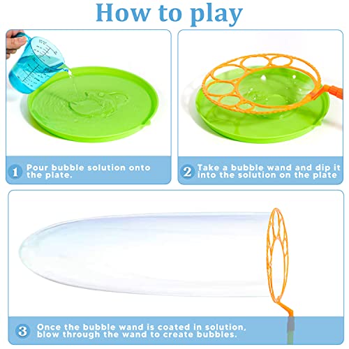 JOYIN Big Bubble Wands Set with with Tray, 21" Giant Bubble Wands Bulk for Kids, Summer, Outdoor Play Period & Birthday Party & Games, 6 Pcs Solution Suitable, Suitable for All Age People - style: Luxury
