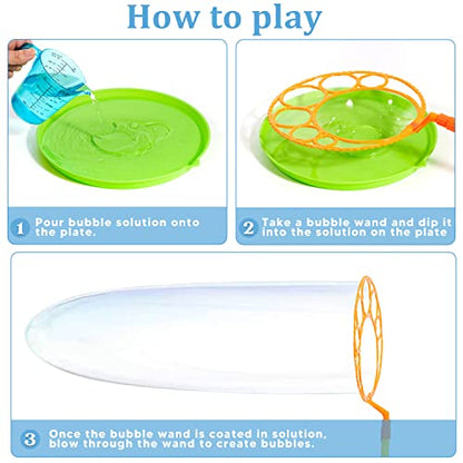 JOYIN Big Bubble Wands Set with with Tray, 21" Giant Bubble Wands Bulk for Kids, Summer, Outdoor Play Period & Birthday Party & Games, 6 Pcs Solution Suitable, Suitable for All Age People - style: Luxury
