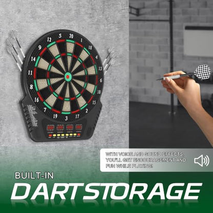 Dart Board 6 Darts Voice Scoring Wall Mount Home/Bar | Play at home, bar, or game room. Voice prompts guide turns and announce scores. No manual scoring needed