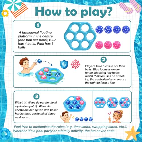 Cyfie Inflatable Floating Pool Toss Game Set with Balls and Pump for Teens Adults, Portable Hexagon Summer Swimming Pool Water Toy for Beach Party Family Backyard Pool Lake Game Travel Vacation - color: Blue-green