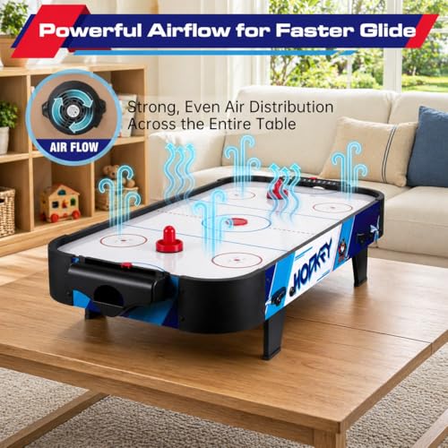 40" Air Hockey Table – Tabletop Game with Electric Fan Motor, Score Tracker, 2 Strikers & 2 Pucks